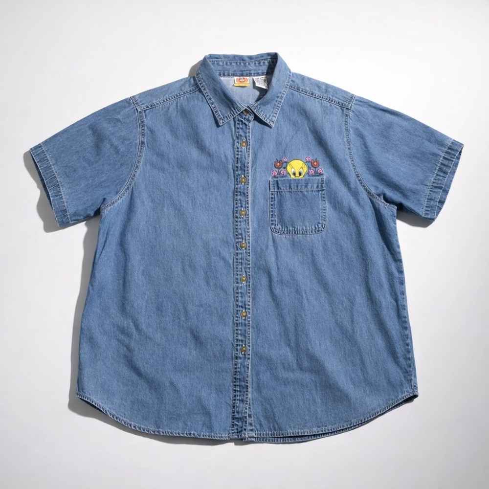 Looney Tunes Grandma Core Embroidered Tweety Bird Denim Vintage  Y2K Plus 22/24W